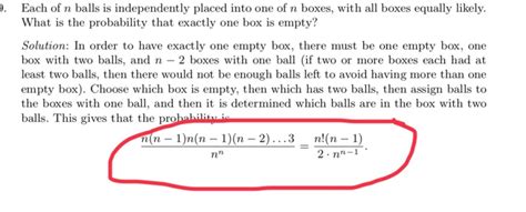 if n balls are distributed randomly into n boxes|n box probability.